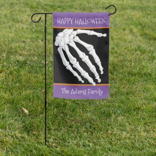 Skeleton Hand Happy Halloween Personalized Garden Flag