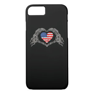 Skeleton Hand Heart 4th Of American Flag Patriotic iPhone 8/7 Case