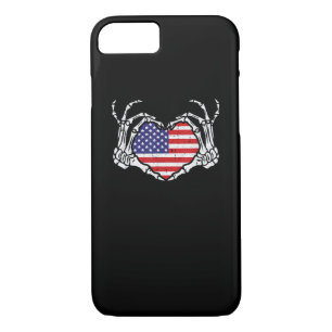 Skeleton Hand Heart 4th Of American Flag Patriotic iPhone 8/7 Case