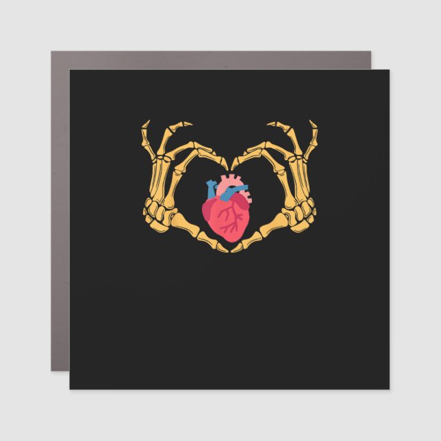 Skeleton Hand Heart Anatomy Cardiac Cvicu Nurse Car Magnet (Front)