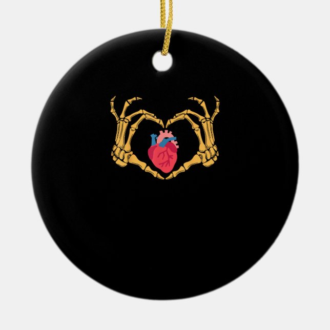 Skeleton Hand Heart Anatomy Cardiac Cvicu Nurse Ceramic Ornament (Front)