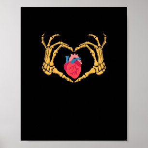 Skeleton Hand Heart Anatomy Cardiac Cvicu Nurse Poster
