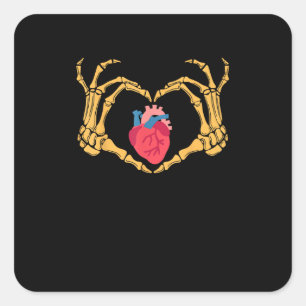 Skeleton Hand Heart Anatomy Cardiac Cvicu Nurse Square Sticker