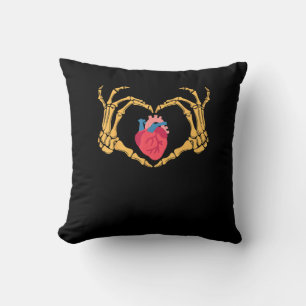 Skeleton Hand Heart Anatomy Cardiac Cvicu Nurse Throw Pillow