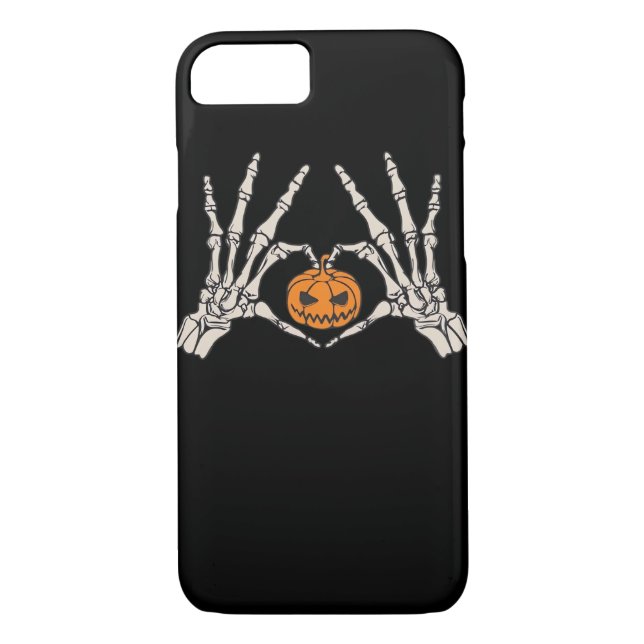 Skeleton Hand Heart And Pumpkin Funny Skull Hallow Case-Mate iPhone Case (Back)