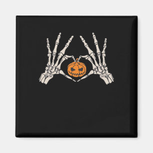 Skeleton Hand Heart And Pumpkin Funny Skull Magnet