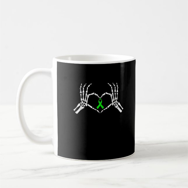 Skeleton Hand Heart Awareness Ribbon Supportive Coffee Mug (Left)
