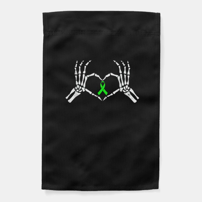 Skeleton Hand Heart Awareness Ribbon Supportive Garden Flag (Front)