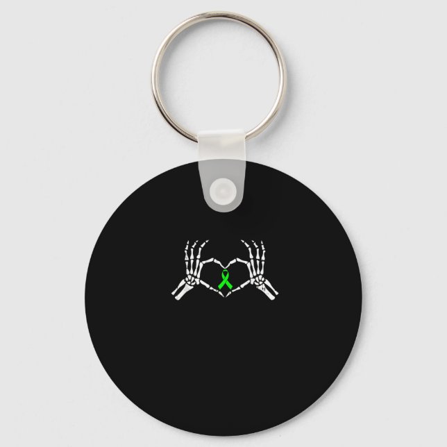 Skeleton Hand Heart Awareness Ribbon Supportive Keychain (Front)