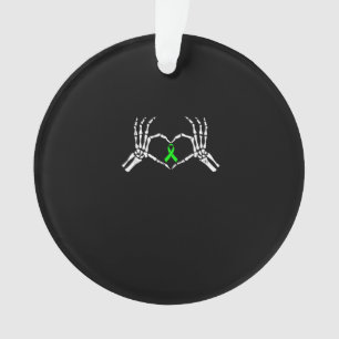 Skeleton Hand Heart Awareness Ribbon Supportive Ornament