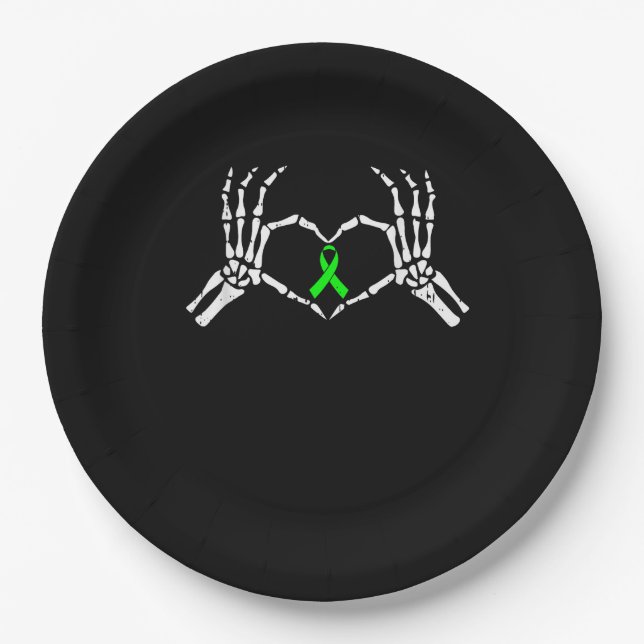 Skeleton Hand Heart Awareness Ribbon Supportive Paper Plates (Front)