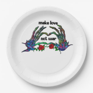 Skeleton Hand Heart Design Paper Plates