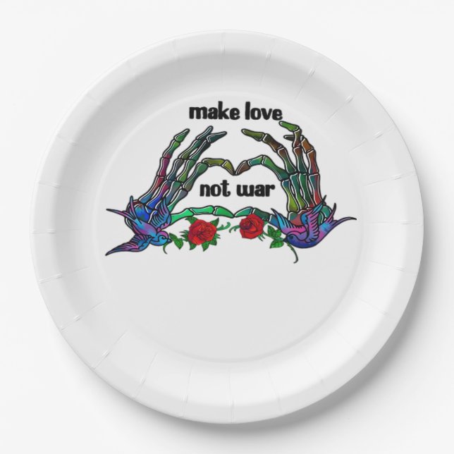 Skeleton Hand Heart Design Paper Plates (Front)