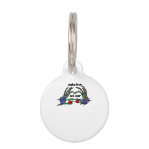 Skeleton Hand Heart Design Pet ID Tag