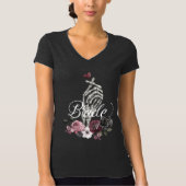 Skeleton Hand Heart Floral Gothic Watercolor Bride T-Shirt (Front)