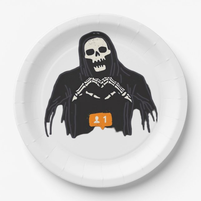 Skeleton Hand Heart Follower Classic Style Paper Plates (Front)