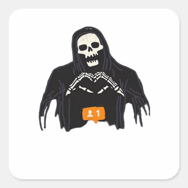 Skeleton Hand Heart Follower Classic Style Square Sticker (Front)