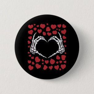 Skeleton Hand Heart Funny Bones Valentine's Day Button