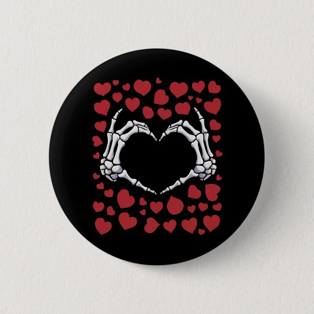 Skeleton Hand Heart Funny Bones Valentine's Day Button (Front)