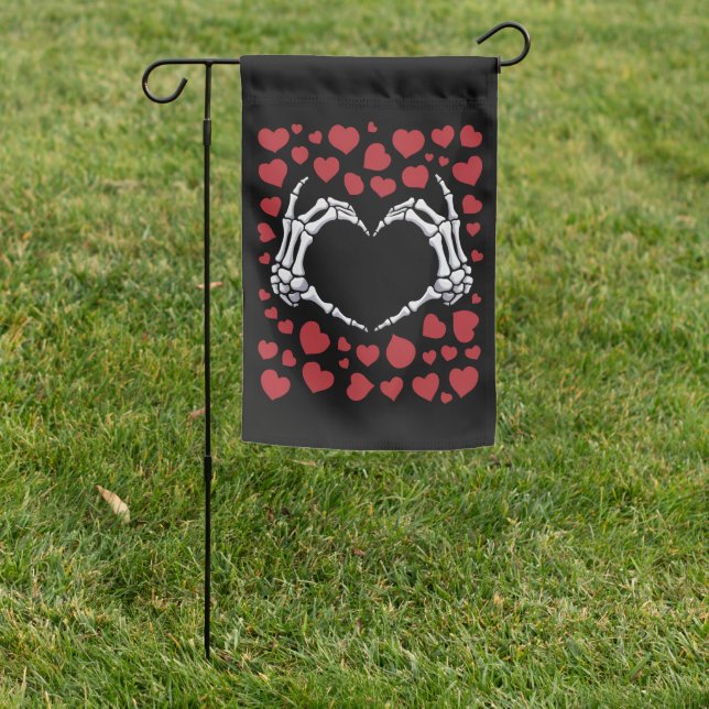 Skeleton Hand Heart Funny Bones Valentine's Day Garden Flag (In SItu)