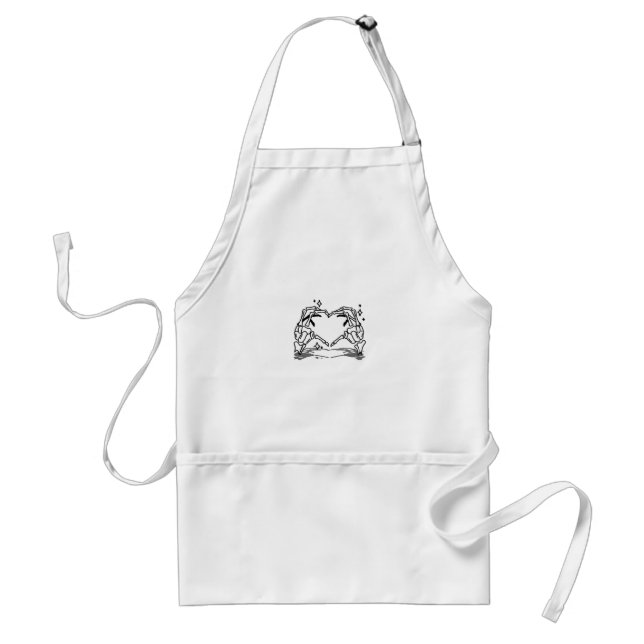 Skeleton Hand Heart Funny Design Style Adult Apron (Front)