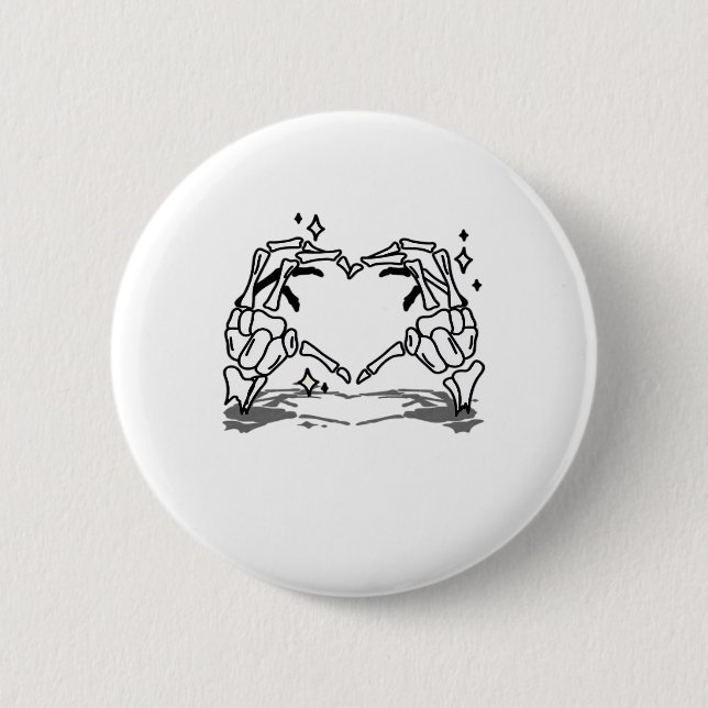 Skeleton Hand Heart Funny Design Style Button (Front)