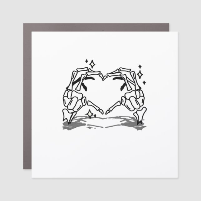 Skeleton Hand Heart Funny Design Style Car Magnet (Front)