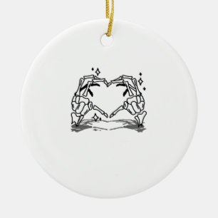 Skeleton Hand Heart Funny Design Style Ceramic Ornament