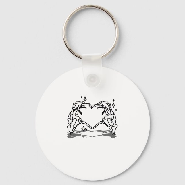 Skeleton Hand Heart Funny Design Style Keychain (Front)
