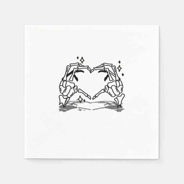 Skeleton Hand Heart Funny Design Style Napkins (Front)