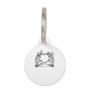Skeleton Hand Heart Funny Design Style Pet ID Tag