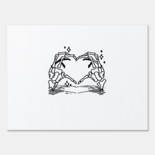 Skeleton Hand Heart Funny Design Style Sign