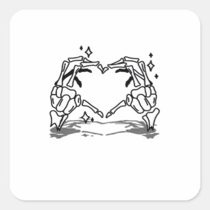 Skeleton Hand Heart Funny Design Style Square Sticker