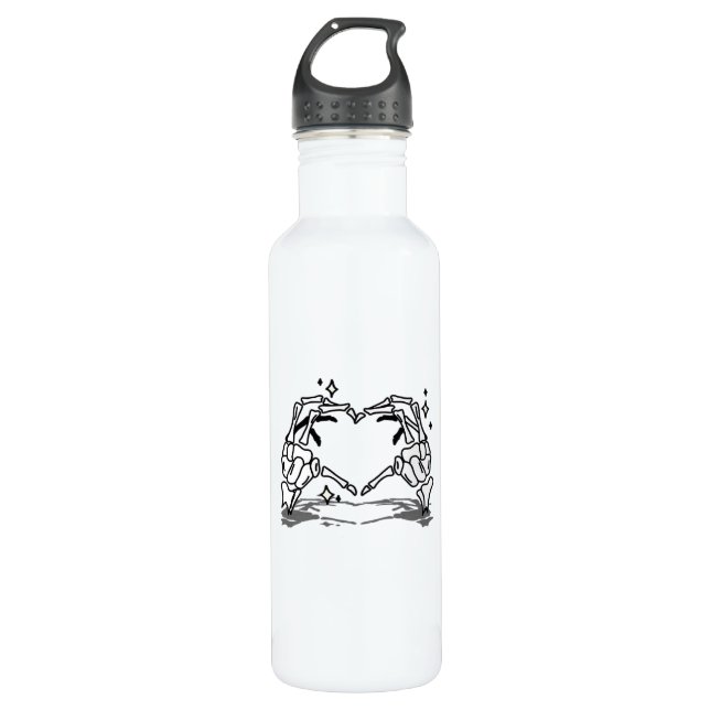 Skeleton Hand Heart Funny Design Style Stainless Steel Water Bottle (Front)