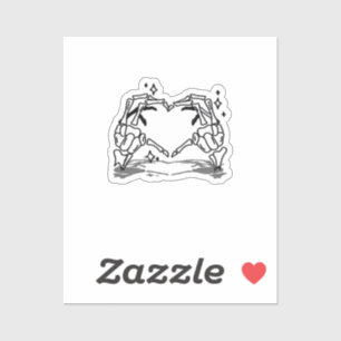 Skeleton Hand Heart Funny Design Style Sticker