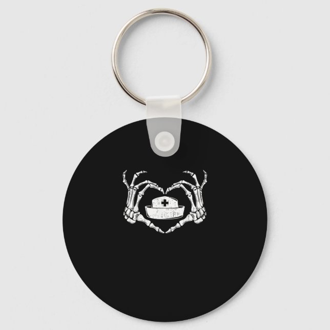 Skeleton Hand Heart - Halloween Costume Nurse Keychain (Front)