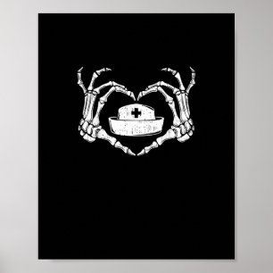Skeleton Hand Heart - Halloween Costume Nurse Poster