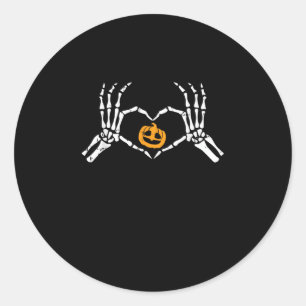 Skeleton Hand Heart Halloween Costume Pumpkin Classic Round Sticker