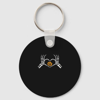 Skeleton Hand Heart Halloween Costume Pumpkin Keychain