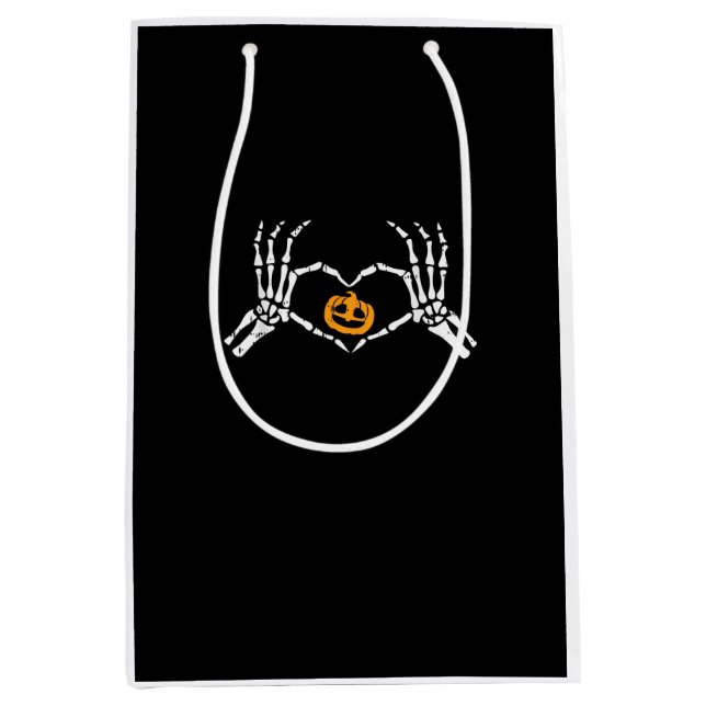 Skeleton Hand Heart Halloween Costume Pumpkin Medium Gift Bag (Front)