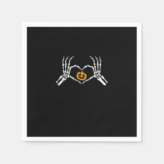 Skeleton Hand Heart Halloween Costume Pumpkin Napkins