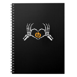 Skeleton Hand Heart Halloween Costume Pumpkin Notebook