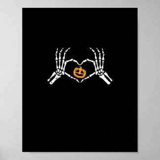 Skeleton Hand Heart Halloween Costume Pumpkin Poster