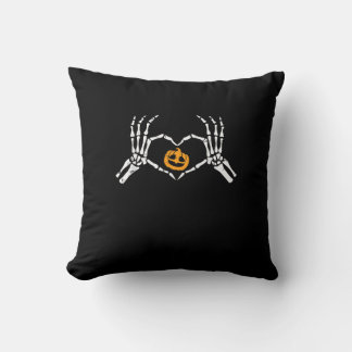 Skeleton Hand Heart Halloween Costume Pumpkin Throw Pillow