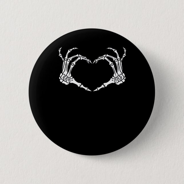 Skeleton Hand Heart Halloween Design Aesthetic Button (Front)