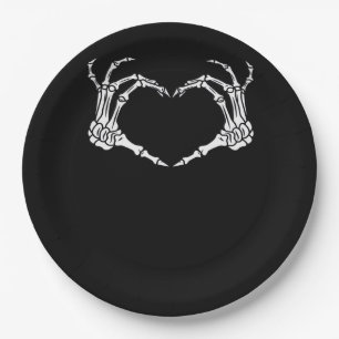 Skeleton Hand Heart Halloween Design  Paper Plates