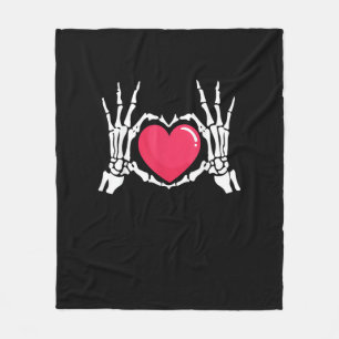 Skeleton Hand Heart Halloween Fleece Blanket
