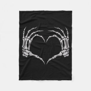 Skeleton Hand Heart Halloween Valentines Matching  Fleece Blanket