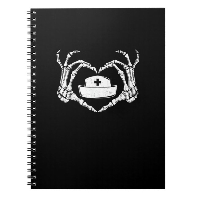 Skeleton Hand Heart Lazy Halloween Costume Funny N Notebook (Front)