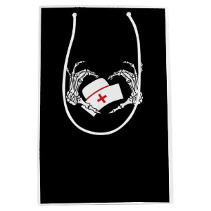 Skeleton Hand Heart Lazy - Halloween Costume Nurse Medium Gift Bag